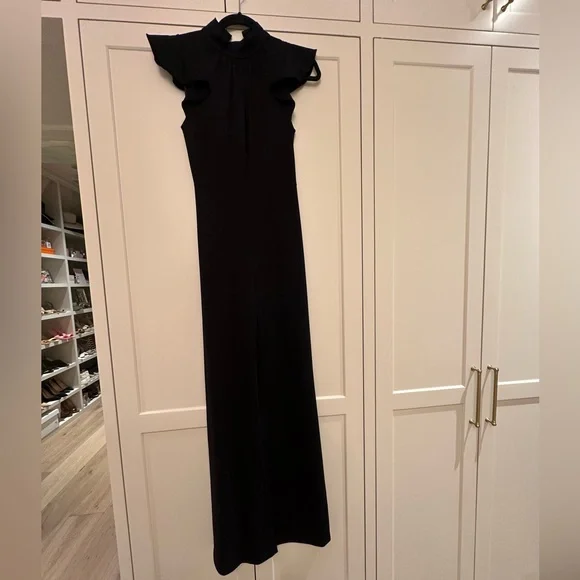 Amanda Uprichard Davina Black Ruffle Sleeve Jumpsuit XS - Picture 2 of 13